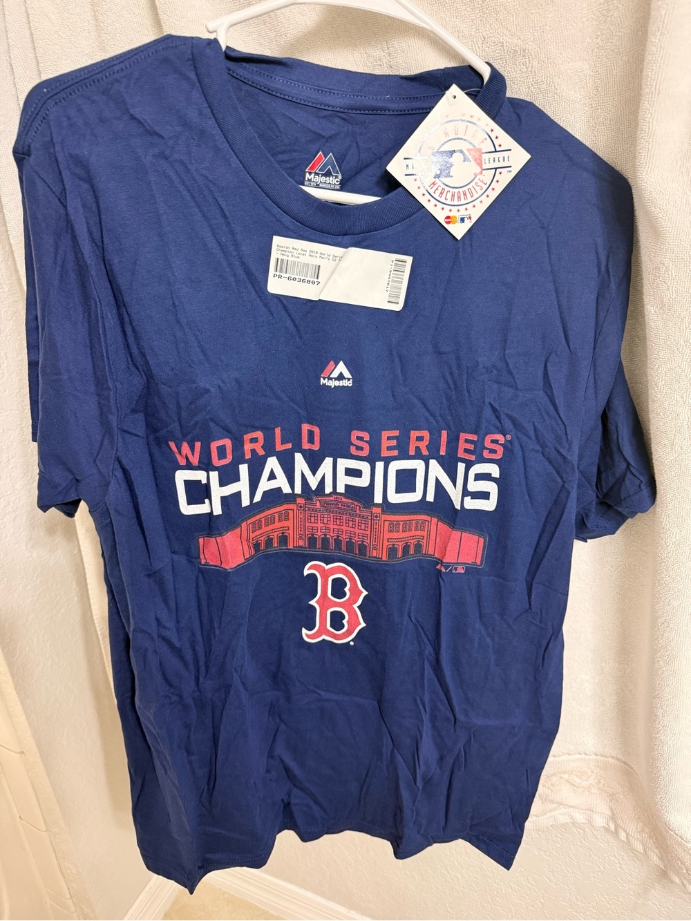 Majestic Navy Shirt with Red and White Logo